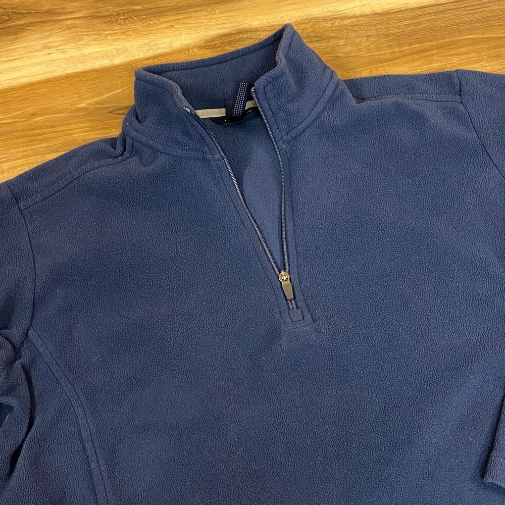 Lands End Mens Blue Polartec Aircore Lightweight 1/4 Zip Fleece Pullover Large
